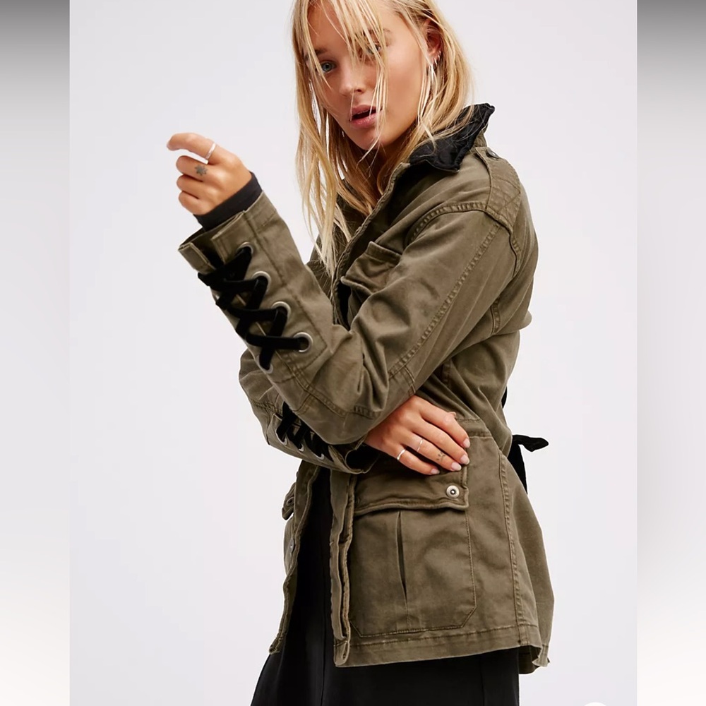 Free People Velvet Lace-Up Army Jacket - Picture 2 of 10
